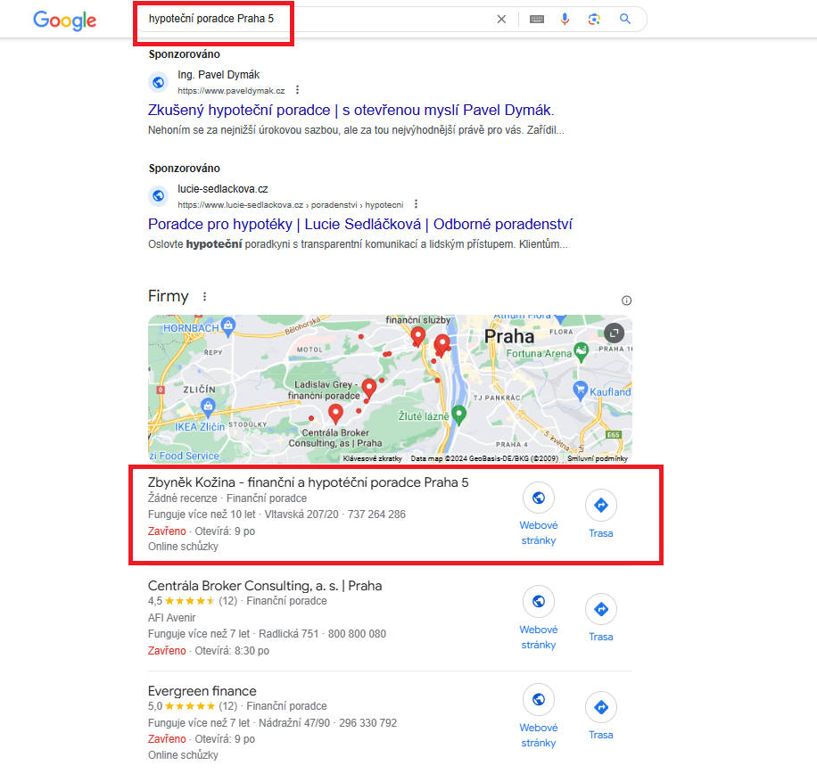 Hypotecni poradce Praha 5 - Google zápis